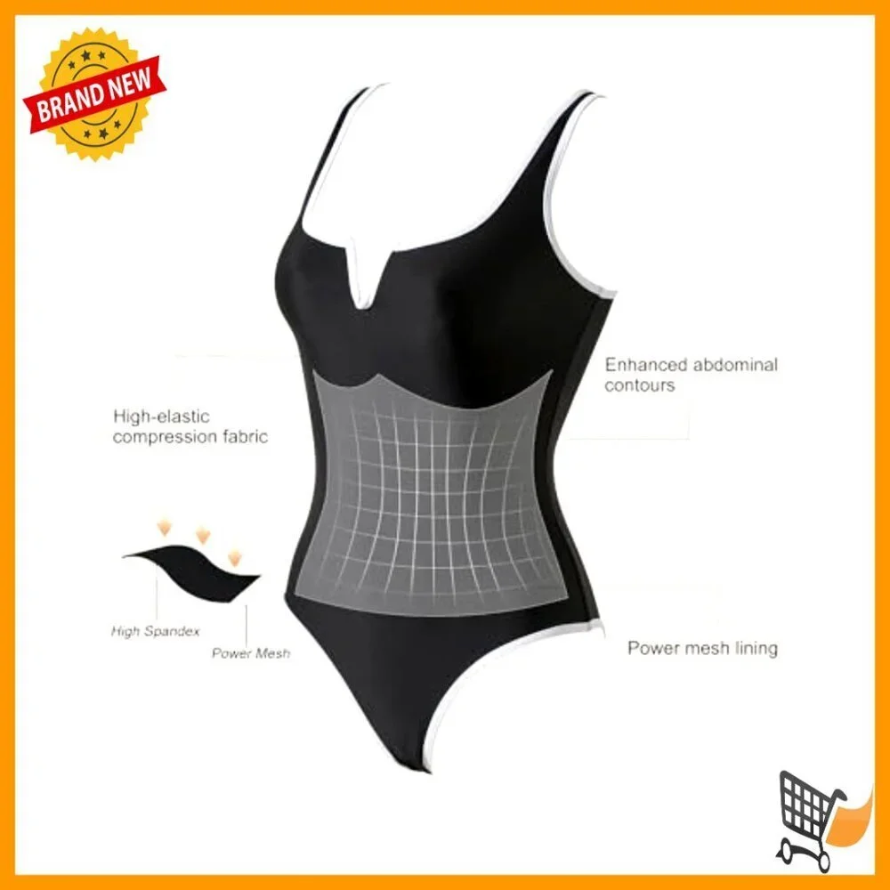 Tummy Control One Piece Swimsuit High Cut Push Up Nylon Spandex Size M